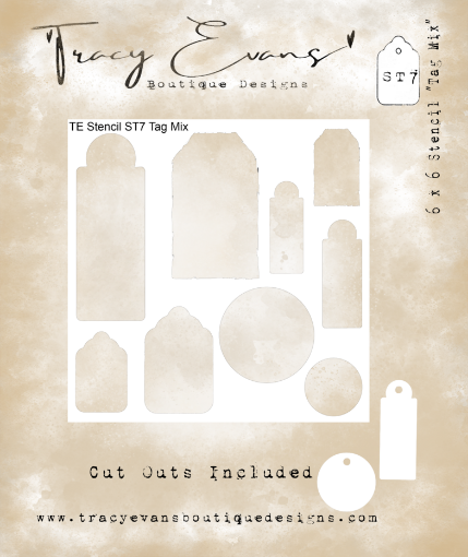 Picture of Tracy Evans Tag Mix Stencil 6x6 | Στένσιλ Tags για Mixed Media & Gel Printing