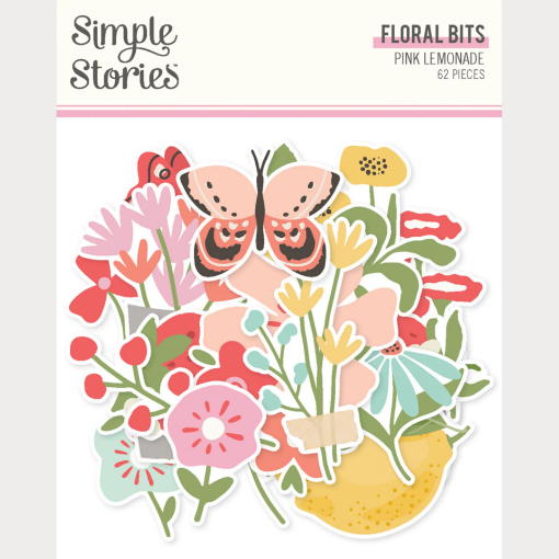 Picture of Simple Stories Pink Lemonade Floral Bits & Pieces – Floral Διακοσμητικά για Scrapbooking, 62τεμ.