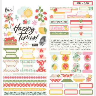Picture of Simple Stories Pink Lemonade Cardstock Stickers Basics – Αυτοκόλλητα Labels & Borders για Scrapbooking, 83τεμ.