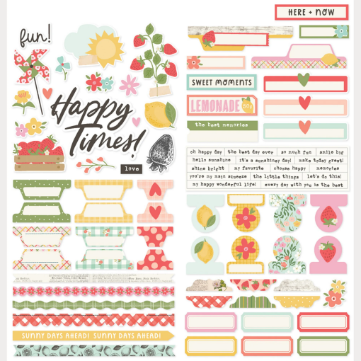 Picture of Simple Stories Pink Lemonade Cardstock Stickers Basics – Αυτοκόλλητα Labels & Borders για Scrapbooking, 83τεμ.