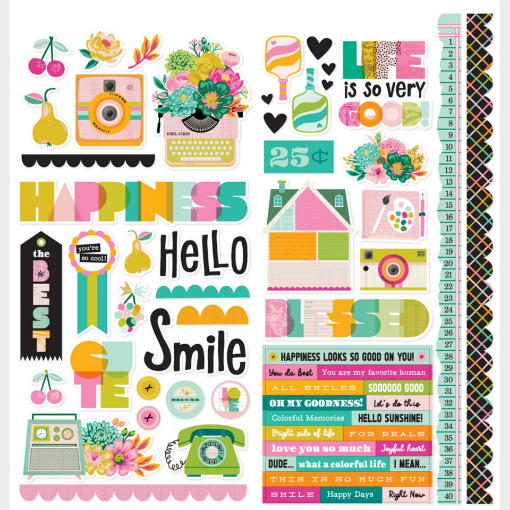 Picture of Simple Stories Color Me Happy Cardstock Stickers Icons – Διακοσμητικά Αυτοκόλλητα Scrapbooking, 61τεμ.