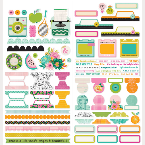 Picture of Simple Stories Color Me Happy Cardstock Stickers Basics – Αυτοκόλλητα Labels & Borders για Scrapbooking, 81τεμ.
