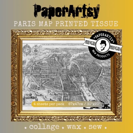 Picture of PaperArtsy Paris Map Printed Tissue Paper | Ριζόχαρτο για Κολάζ PT14, 4 φύλλα