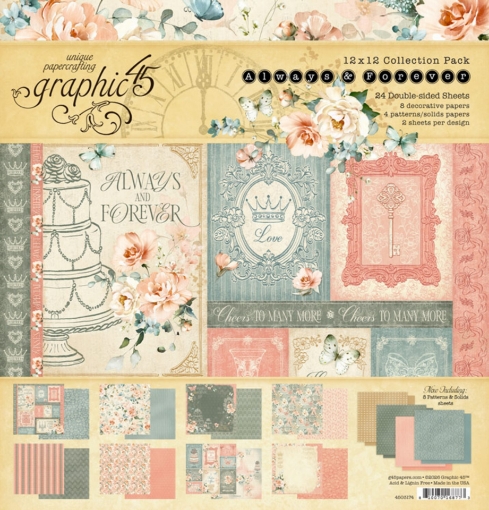 Picture of Graphic 45 Always & Forever 12x12 Inch Collection Pack – Μπλοκ Χαρτιών Scrapbooking 24 Φύλλων