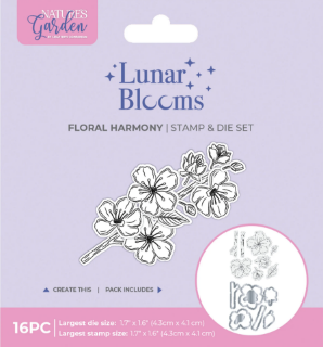 Picture of Crafter's Companion Lunar Blooms Stamp & Die Floral Harmony – Σετ με Διάφανες Σφραγίδες και Μεταλλικές Μήτρες Κοπής για Άνθη Κερασιάς, 16 τεμ.