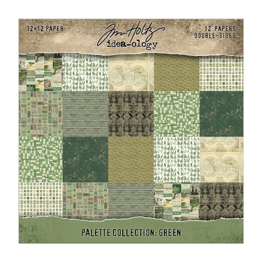 Picture of Tim Holtz Idea-ology Συλλογή Χαρτιών Scrapbooking Διπλής Όψης 12x12 Inch – Palette Collection Green