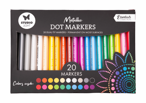 Picture of Studio Light Dot Markers Metallic | Μεταλλικοί Μαρκαδόροι Διπλής Μύτης, 20 τεμ.