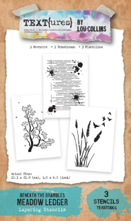 Picture of TEXT(ures) Beneath the Brambles Layering Stencil Set 4" x 6" - Meadow Ledger | Σετ 3 Stencils