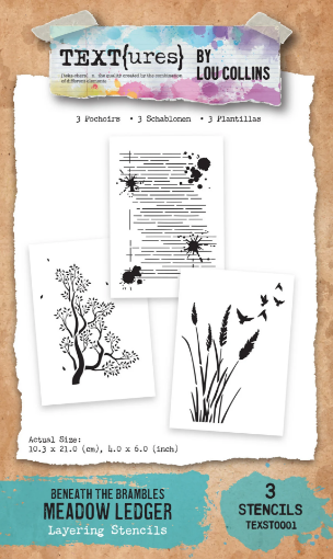 Picture of TEXT(ures) Beneath the Brambles Layering Stencil Set 4" x 6" - Meadow Ledger | Σετ 3 Stencils