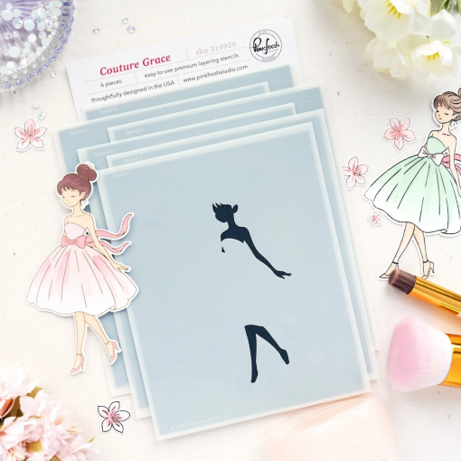 Picture of Pinkfresh Studio The Couture Edit Stencil | Layering Stencils 6τεμ., Couture Grace