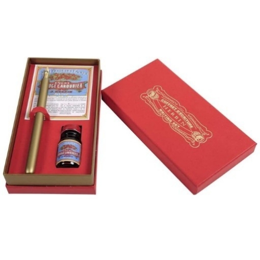 Picture of Herbin Vintage Calligraphy Set Rouge Caroubier | Σετ Καλλιγραφίας με Κονδυλοφόρο, Πένα & Μελάνι