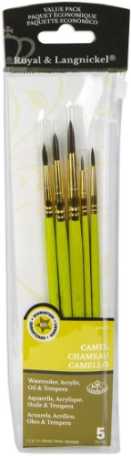 Picture of Royal & Langnickel Camel Value Pack Round Brush Set with Wallet, 5 pcs