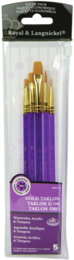 Picture of Royal & Langnickel Gold Taklon Value Pack RSET-9132 | Σετ Συνθετικά Πινέλα Round & Shader 5 τεμ. με Θήκη