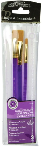 Picture of Royal & Langnickel Gold Taklon Value Pack RSET-9134 | Σετ Συνθετικά Πινέλα Wash 3 τεμ. με Θήκη