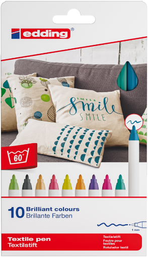 Picture of Edding 4600 Textile Pen Set | Σετ Μαρκαδόρων για Ύφασμα, Fun Colours 10τεμ.
