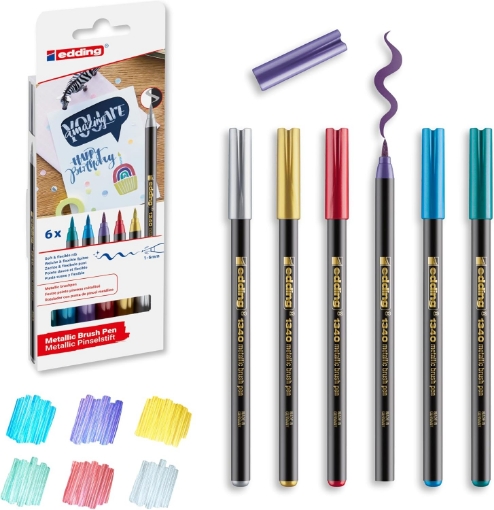 Picture of Edding 1340 Brush Pen Metallic Set 6τεμ. | Σετ Brush Pens με Μεταλλικές Αποχρώσεις