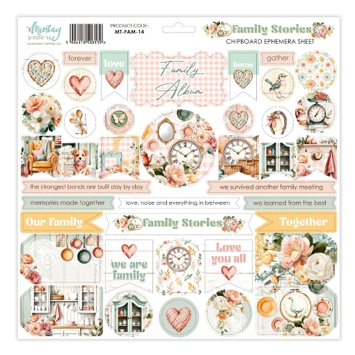 Picture of Mintay Papers - Family Stories Collection - 12 x 12 Chipboard Ephemera Sheet