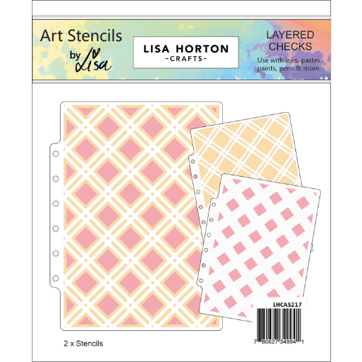 Picture of Lisa Horton Crafts Art Stencils | Σετ Stencils για Πολυεπίπεδα Φόντα-  Layered Checks, 2 τεμ.
