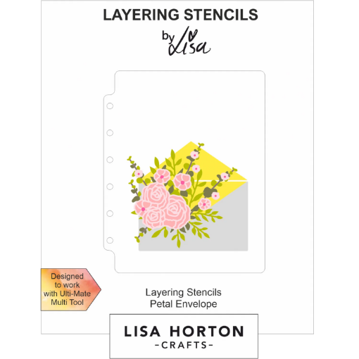 Picture of Lisa Horton Crafts Layering Stencils | Σετ Στενσιλ με Φάκελο & Λουλούδια - Floribunda Petal Envelope, 8 τεμ.