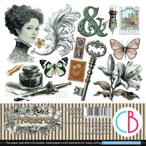 Picture of Ciao Bella Typographic | Fussy Cut Pad 6" x 6", 24 φύλλα