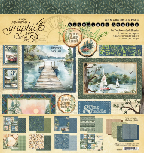 Picture of Graphic 45 Adventure Awaits 8x8 Inch Collection Pack - Σετ Χαρτιών Scrapbooking Διπλής Όψης, 24 Φύλλα