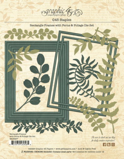 Picture of Graphic 45 Μεταλλικές Μήτρες Κοπής - Rectangle Frames with Ferns & Foliage