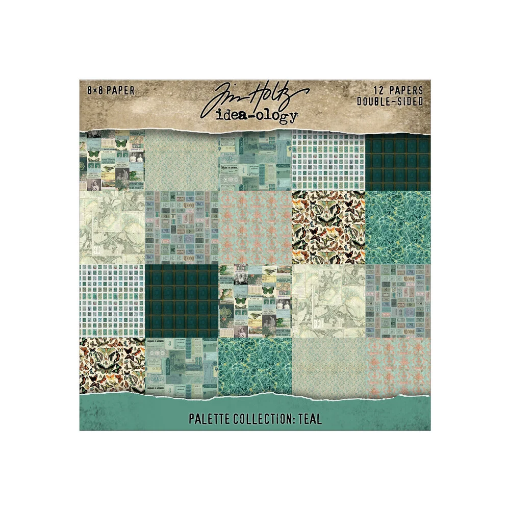 Picture of Tim Holtz Idea-ology Μπλοκ Scrapbooking Διπλής Όψης 8" x 8" – Palette Collection, Teal