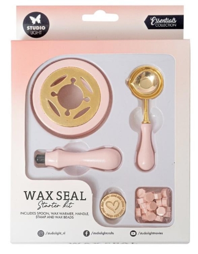 Picture of Studio Light Wax Seal Starter Kit | Κιτ για Σφραγίδες Κεριού με Φουρνάκι & Σφραγίδα Καρδιά, 24 τεμ.