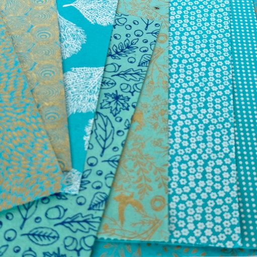 Picture of Olino Χειροποίητο Χαρτί Lokta 90gsm 30 x 21 cm - Turquoise Gold, 10 φύλλα