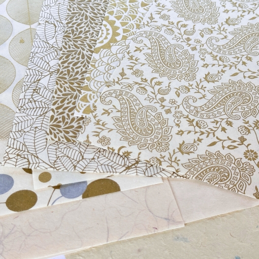 Picture of Olino Χειροποίητο Χαρτί Lokta 90gsm 30 x 21 cm - Beige Gold, 10 φύλλα