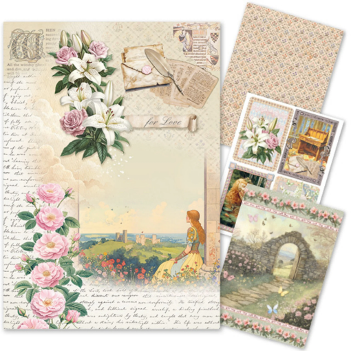 Picture of Ciao Bella A4 Rice Paper Set – Courtly Love, 4 pcs
