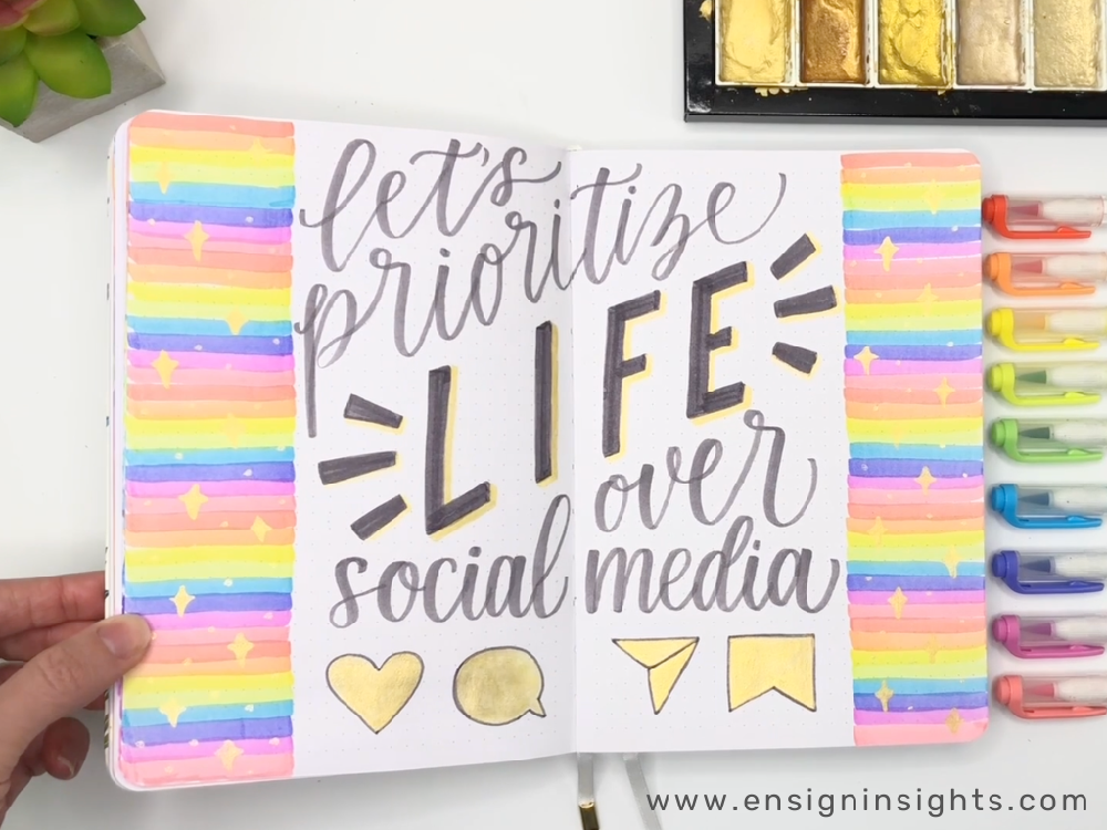 calligraphy in bullet journal